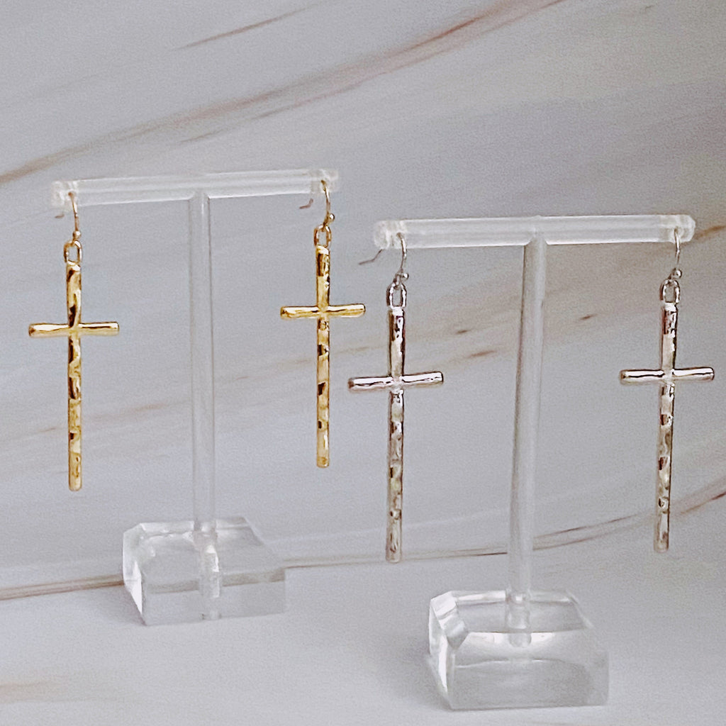 Slim and Stylish Cross Earrings