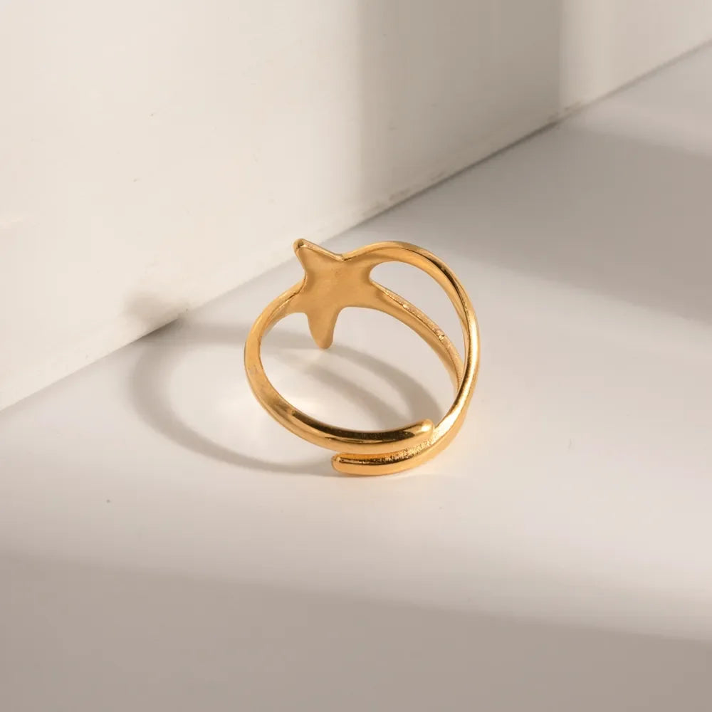 Gold-Plated Stainless Steel Star Ring - Premium Minimalist Jewelry - MINIMAL