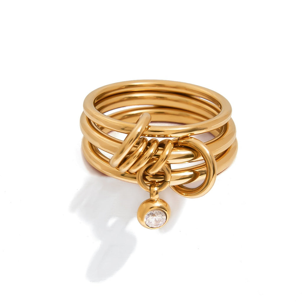  18K gold multi-layered zirconia stackable titanium steel ring — Style A — MINIMAL