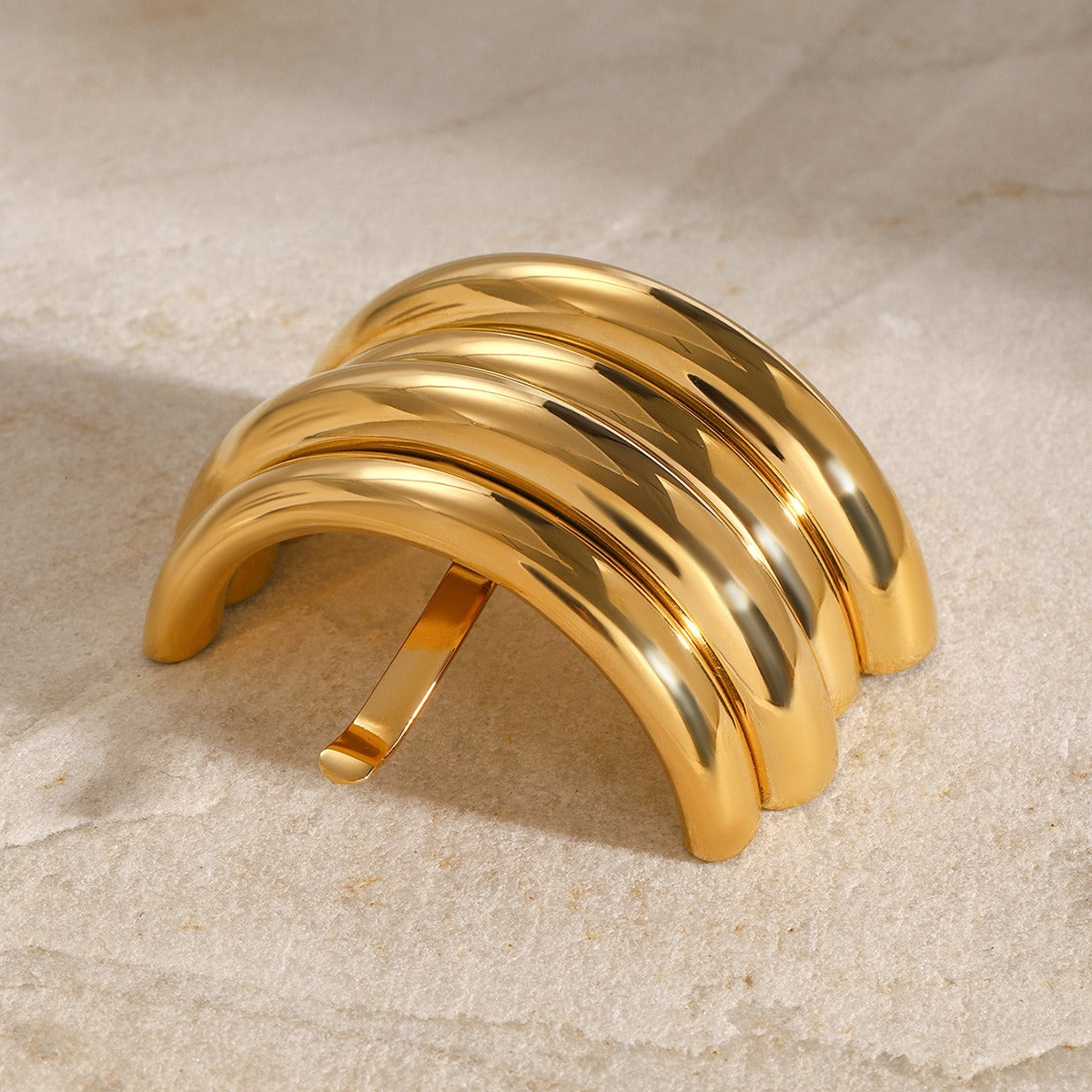 18K gold multi-layer U-shaped hair clip – Style C 4-layer, bold layered statement piece, MINIMAL
