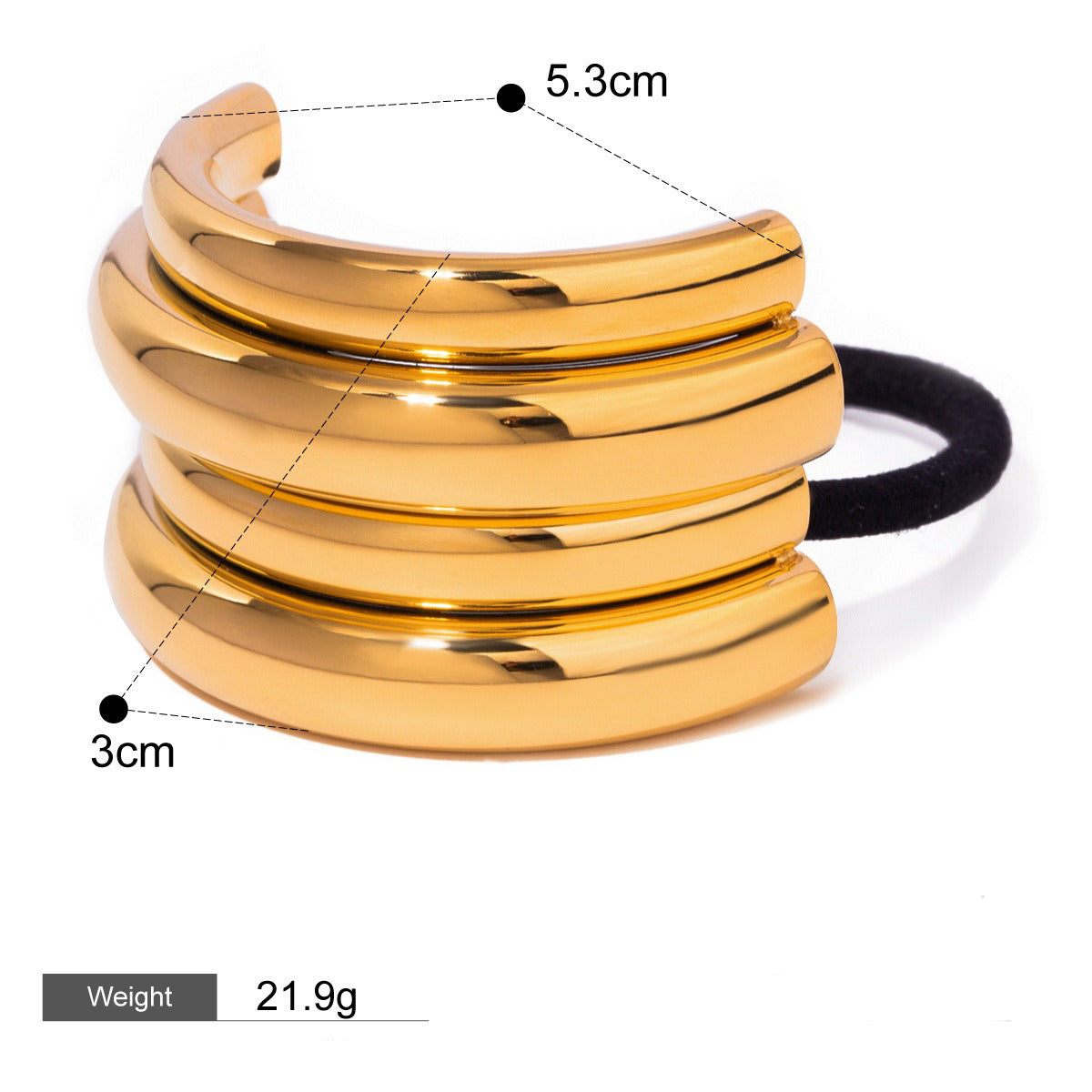 18K gold multi-layer C-shaped hair clip – Style C 4-layer, architectural 3D effect, MINIMAL
