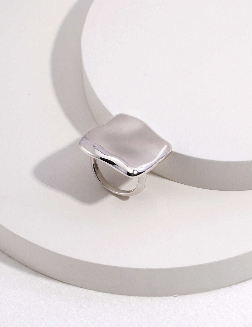 Exaggerated Square Concave and Convex Polished Ring