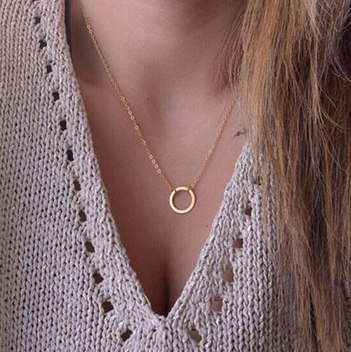 Gold Small Circle Necklace.