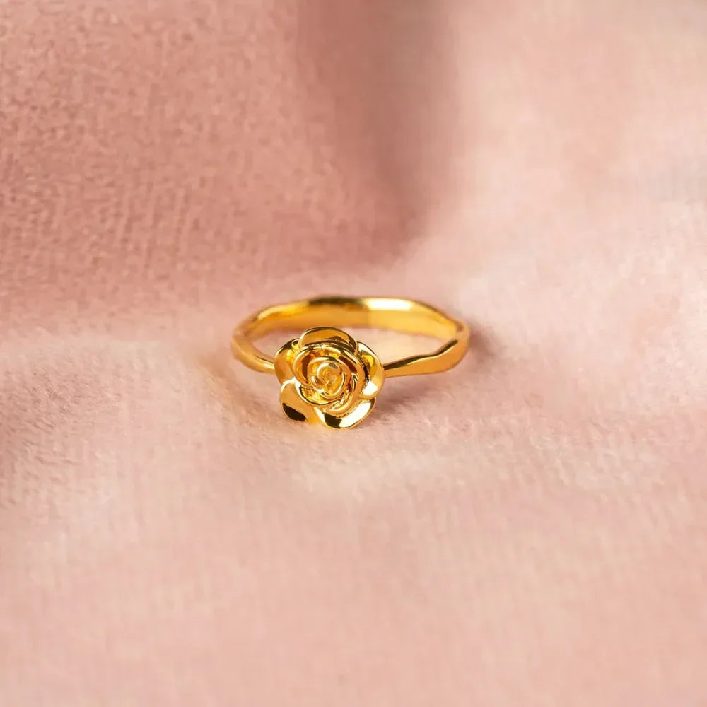 Rose Shape 18K Gold-Plated Ring - Premium Minimalist Jewelry - MINIMAL