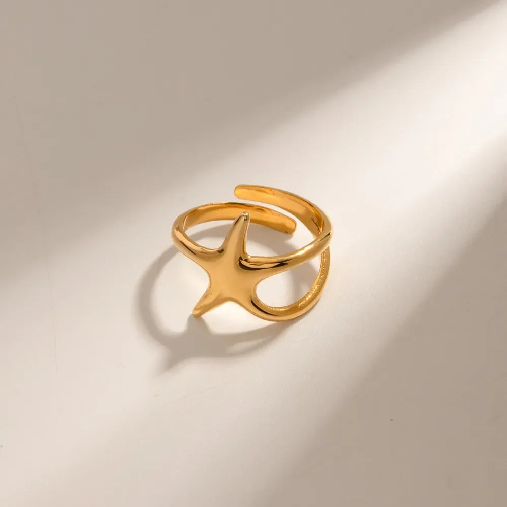 Gold-Plated Stainless Steel Star Ring - Premium Minimalist Jewelry - MINIMAL