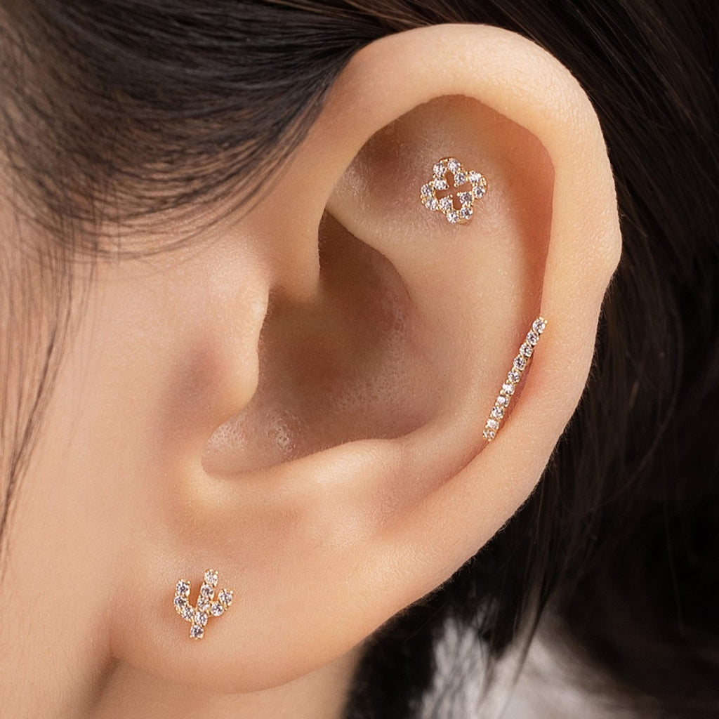 14K (58.5%) SOLID GOLD PETITE CACTUS PIERCING