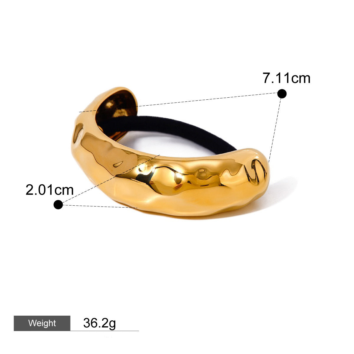 18K gold textured U-shaped hair pin – Gold finish, geometric U-shape with engraved texture surface, titanium steel with PVD gold plating, MINIMAL