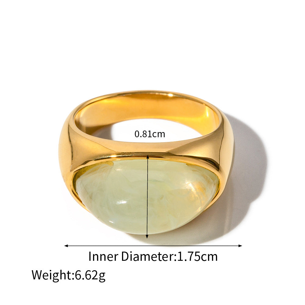 18K gold gemstone ring –  gold finish, titanium steel with PVD gold plating, MINIMAL