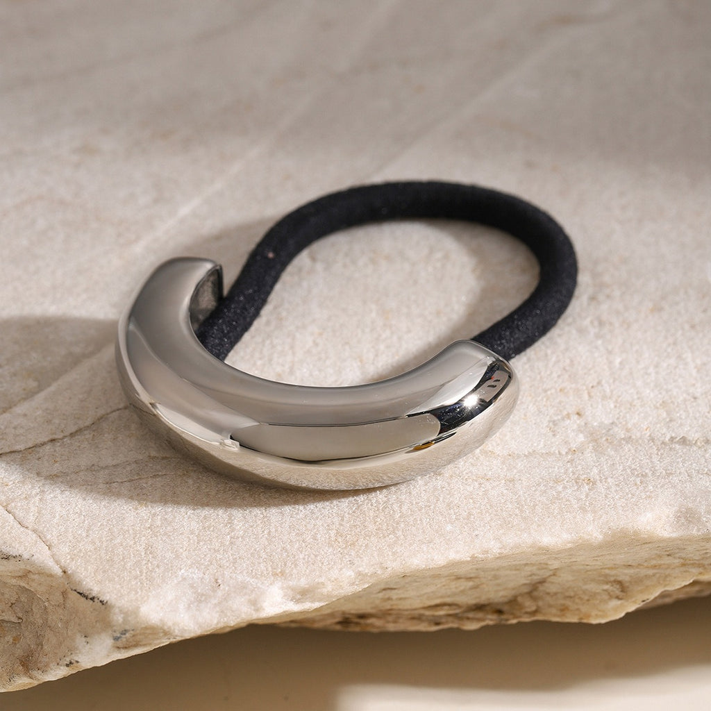 18K gold arc hair clip – Silver finish, smooth arc silhouette, titanium steel with silver-tone plating, MINIMAL