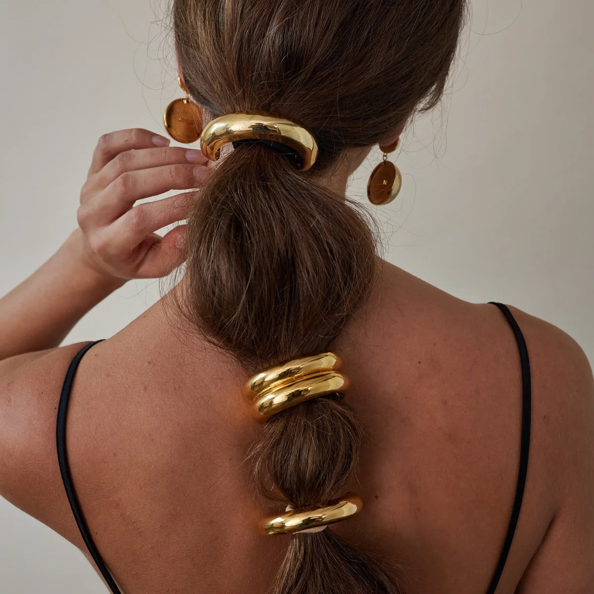 18K gold double-layer all-match hair clip – Gold finish, titanium steel with PVD gold plating, MINIMAL
