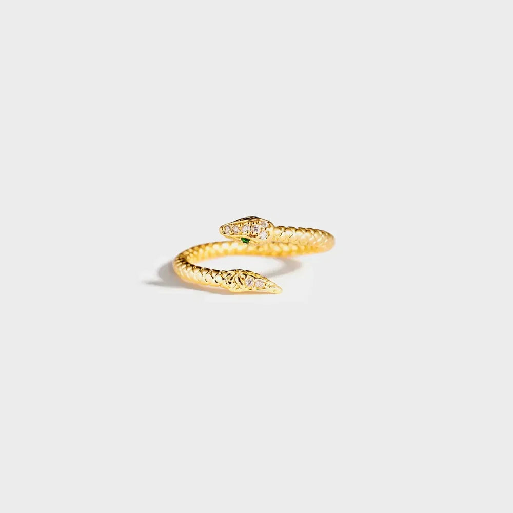 Snake Shape 18K Gold-Plated Bypass Ring - Premium Minimalist Jewelry - MINIMAL