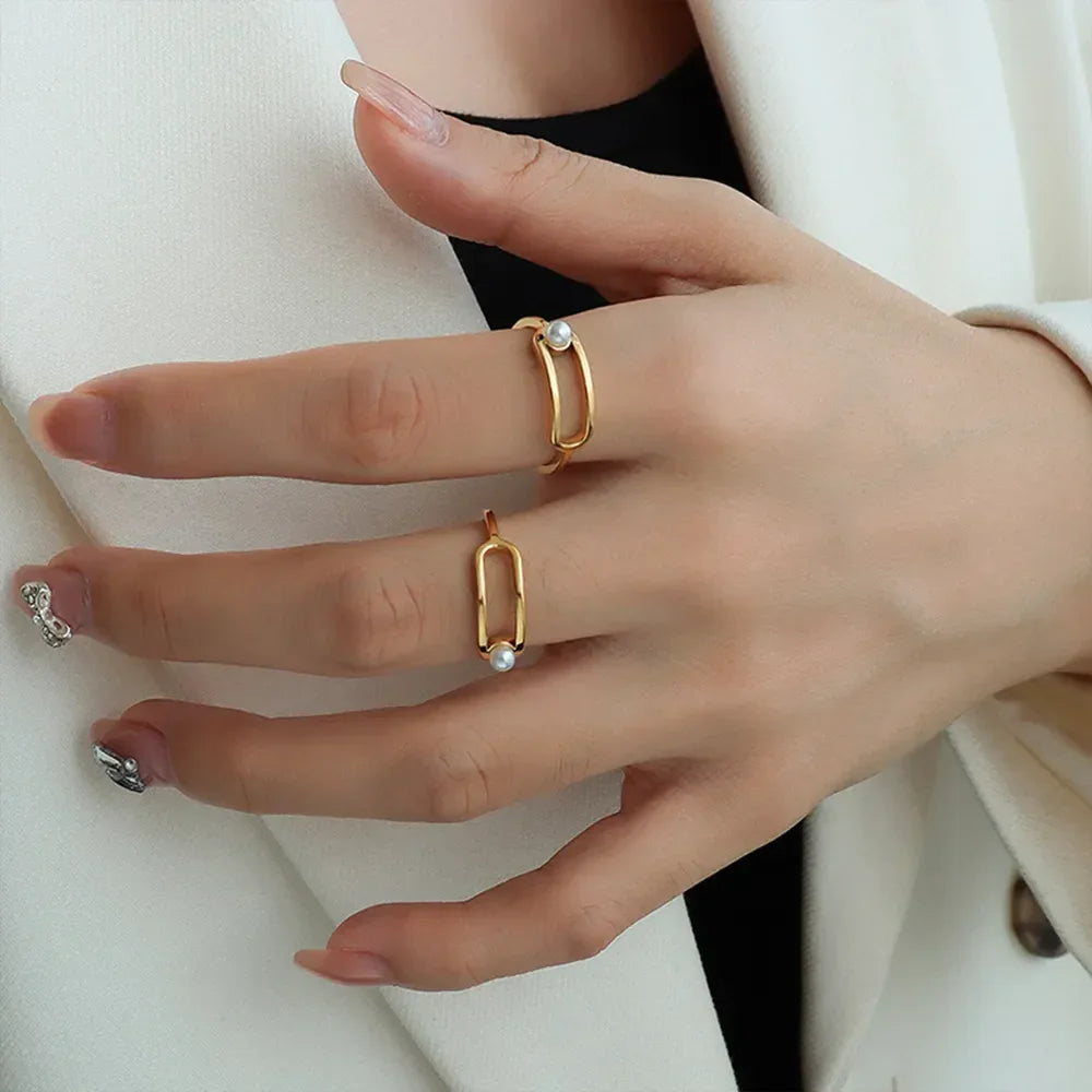 Synthetic Pearl Titanium Steel Ring - Premium Minimalist Jewelry - MINIMAL