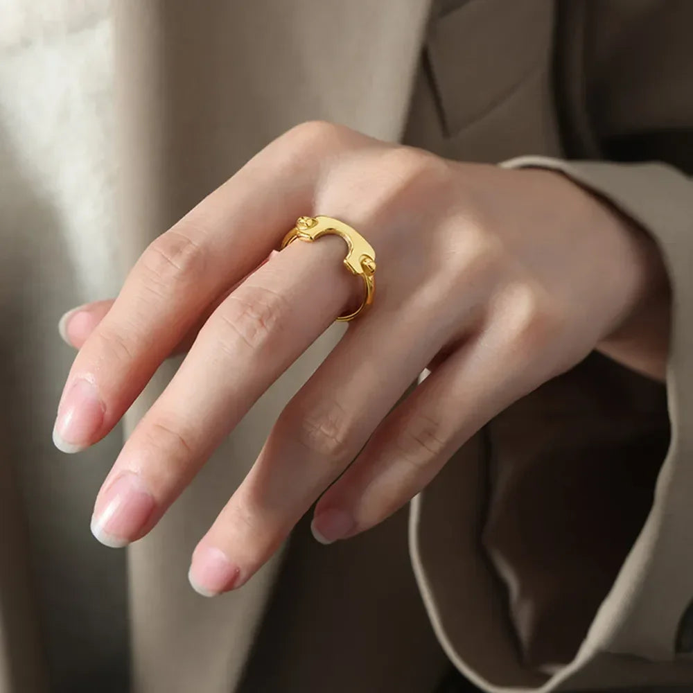 18K Gold-Plated Irregular Open Ring - Premium Minimalist Jewelry - MINIMAL