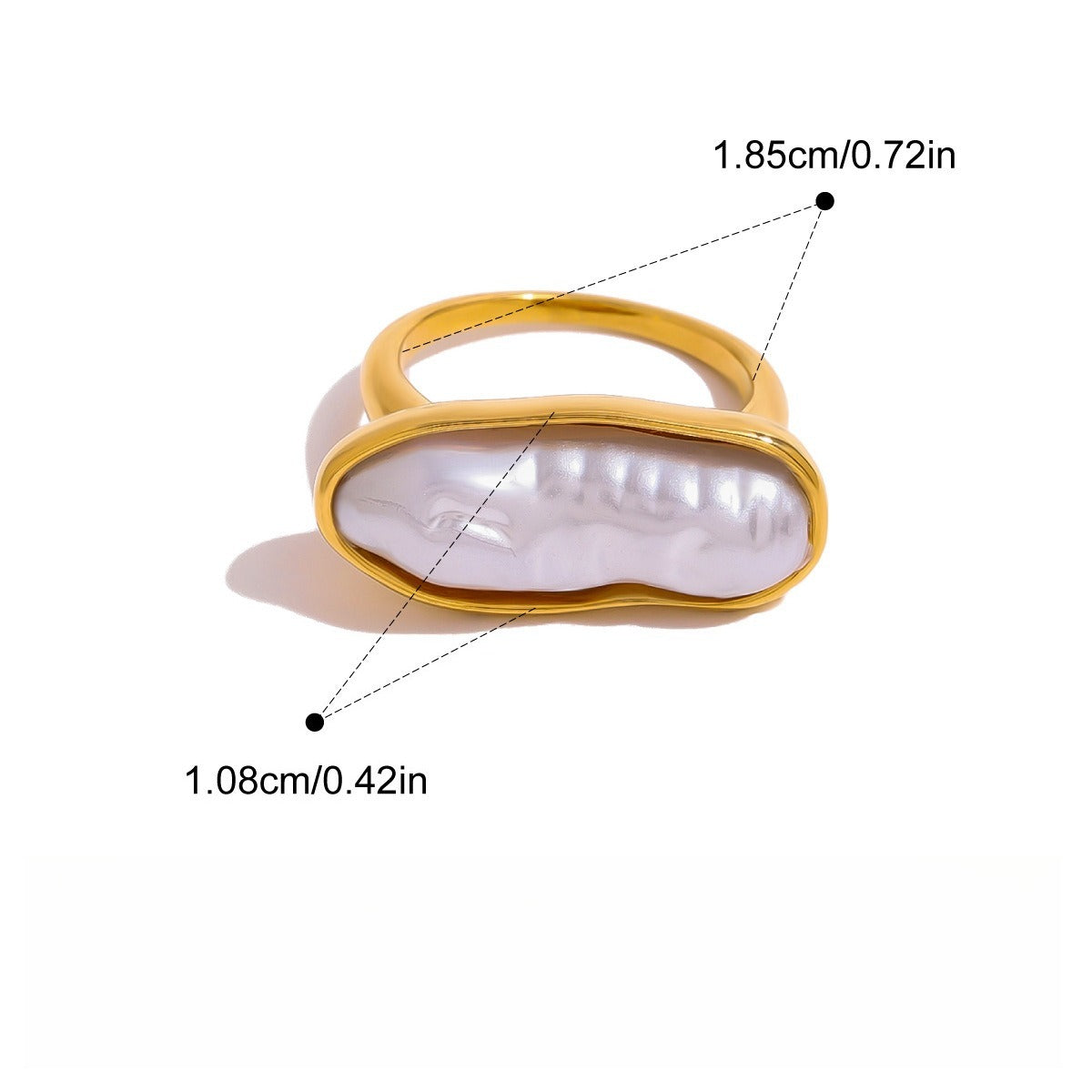 18K gold pearl titanium steel ring — Style B — light luxury fine jewelry — MINIMAL