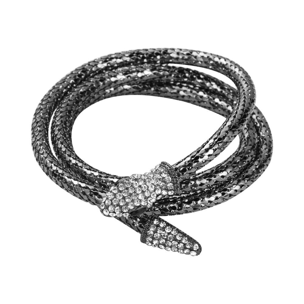Black snake hollow pendant necklace with gemstone detail — MINIMAL