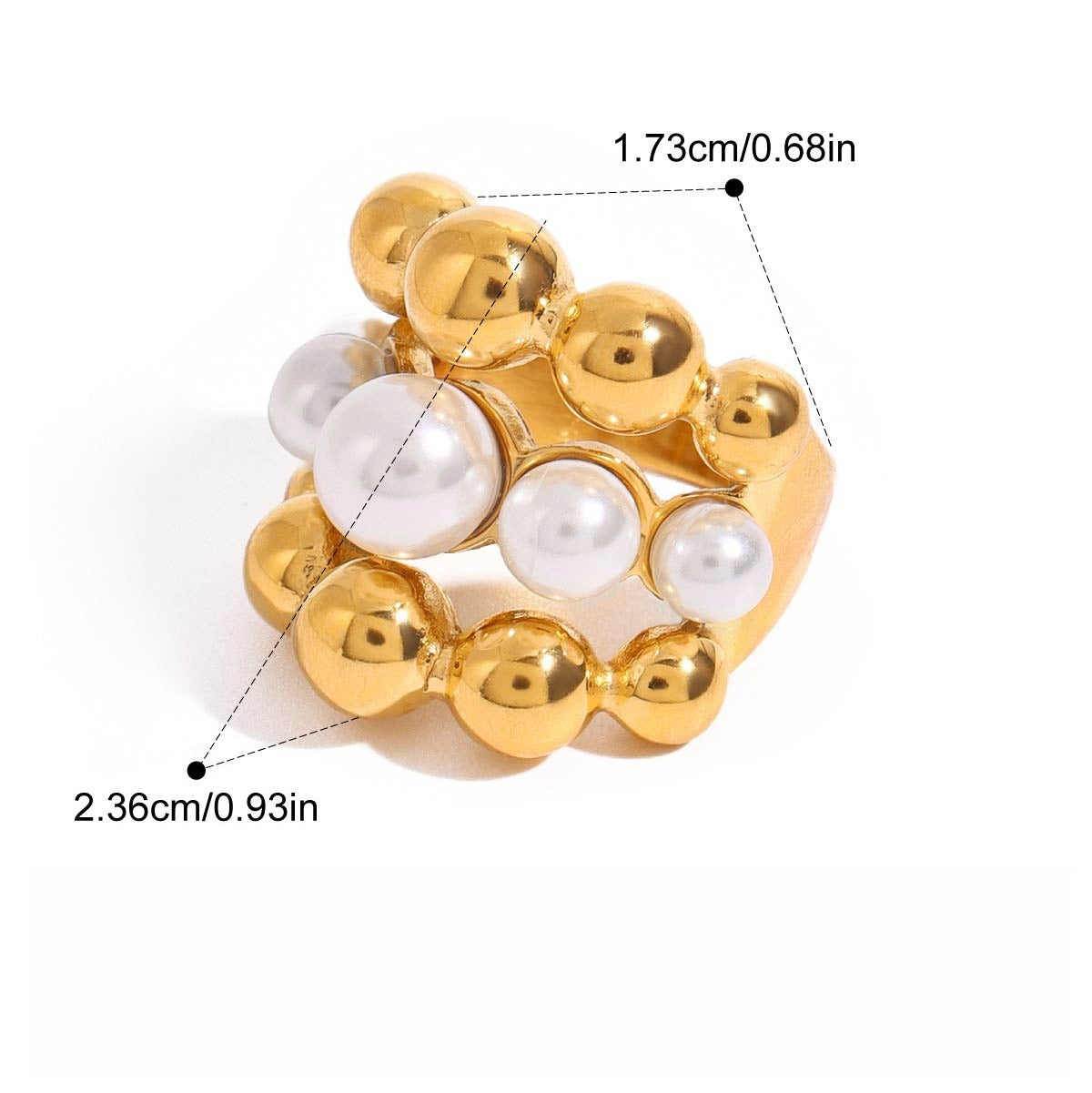 18K gold pearl titanium steel ring — Style A — light luxury fine jewelry — MINIMAL