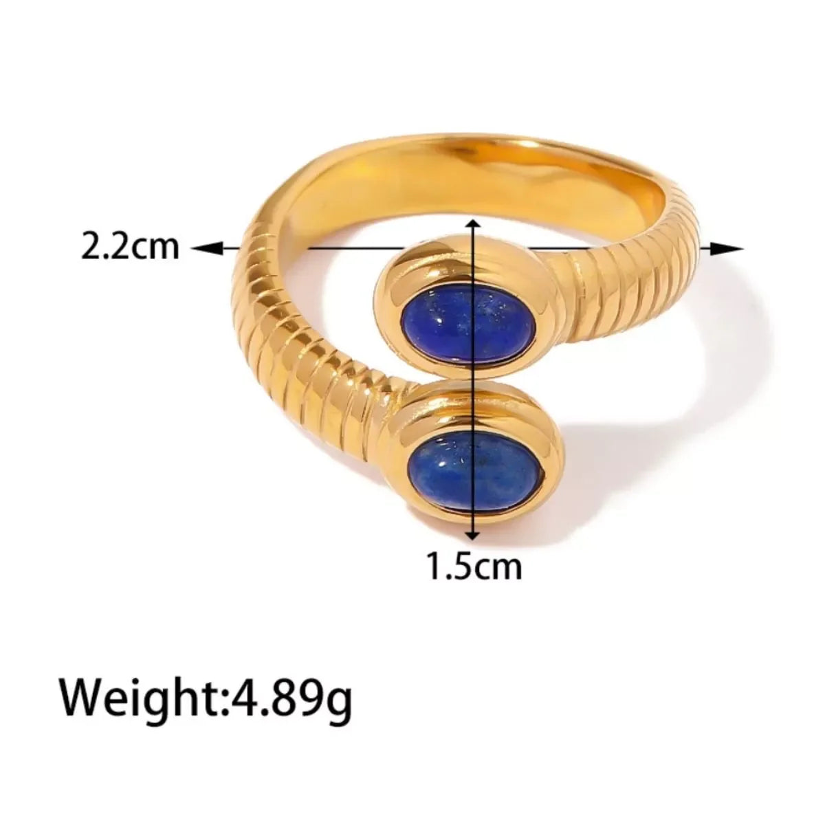 18K Gold-Plated Natural Stone Ring - Premium Minimalist Jewelry - MINIMAL