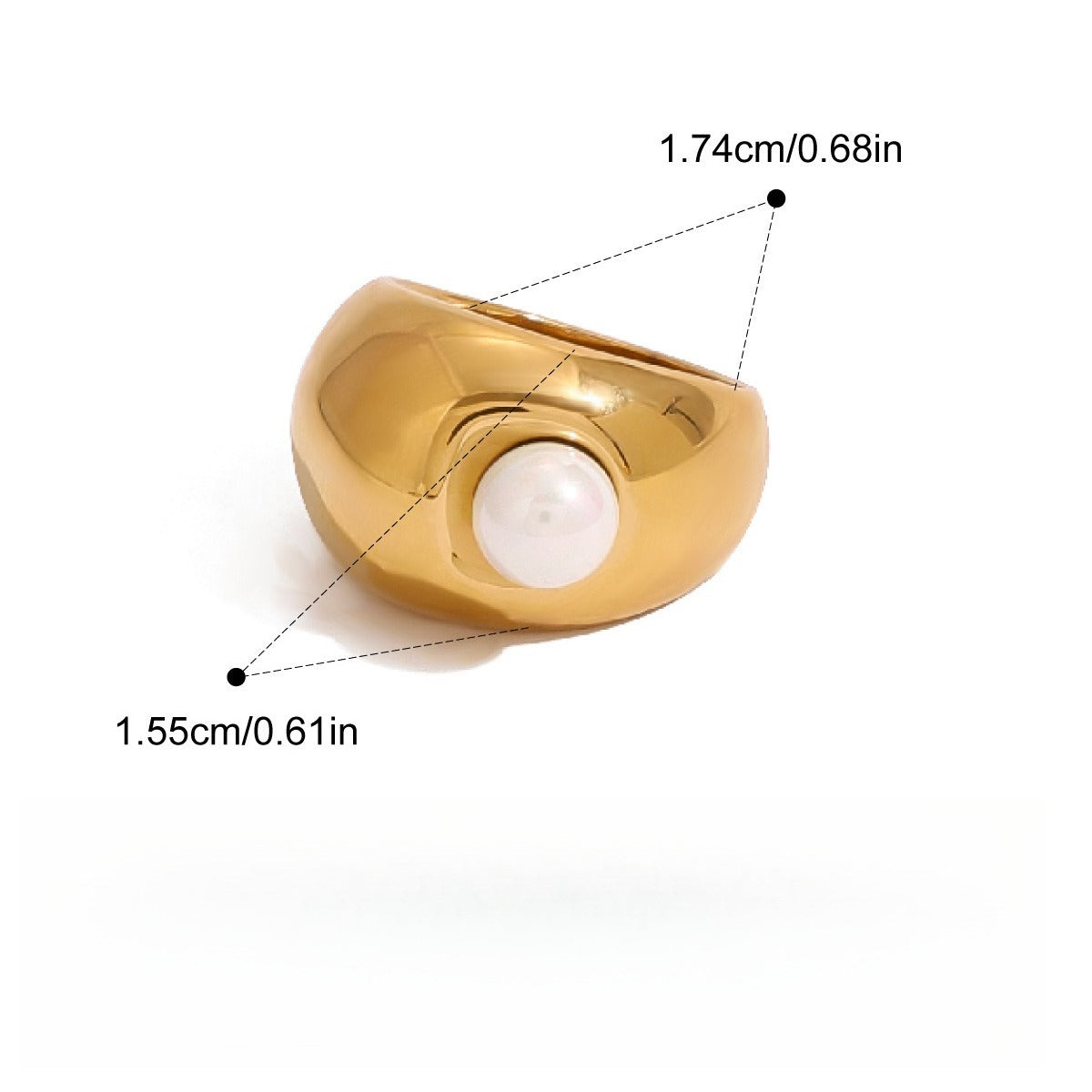 18K gold pearl titanium steel ring — Style C — light luxury fine jewelry — MINIMAL

