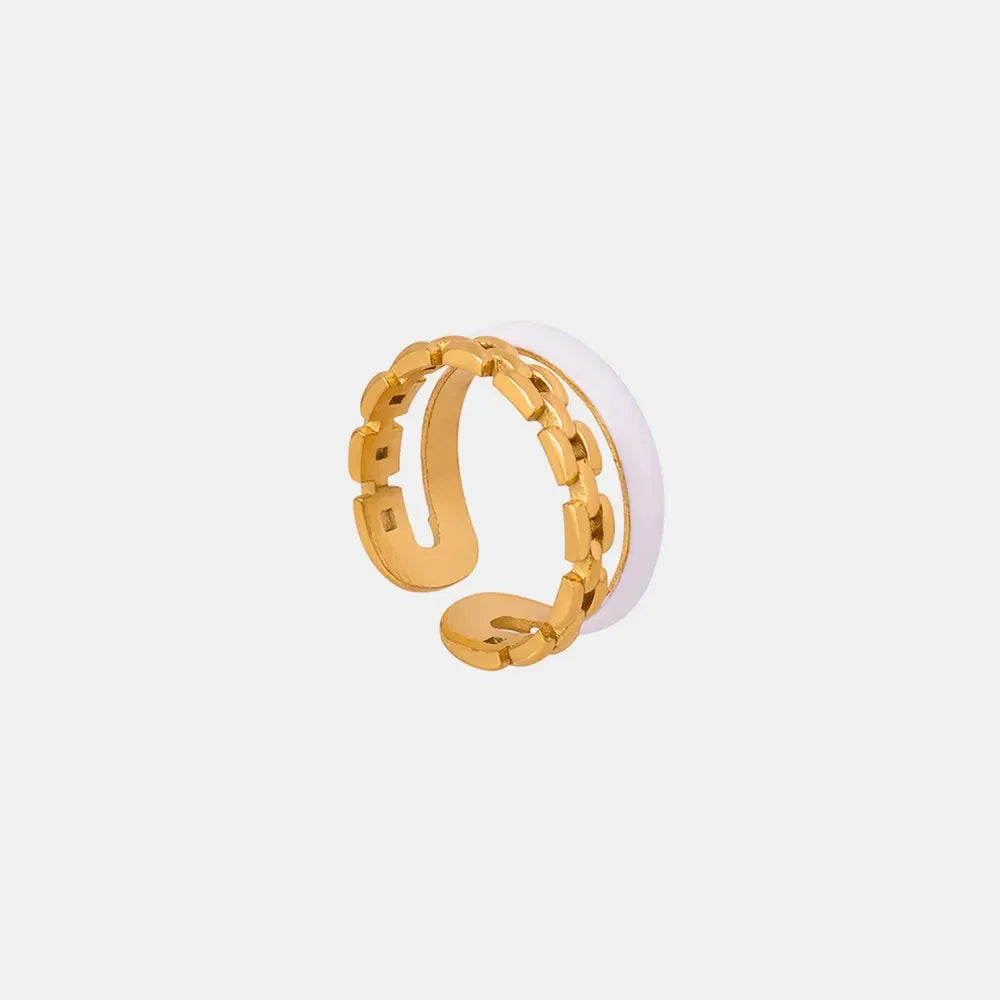 Enamel 18K Gold-Plated Open Ring - Premium Minimalist Jewelry - MINIMAL
