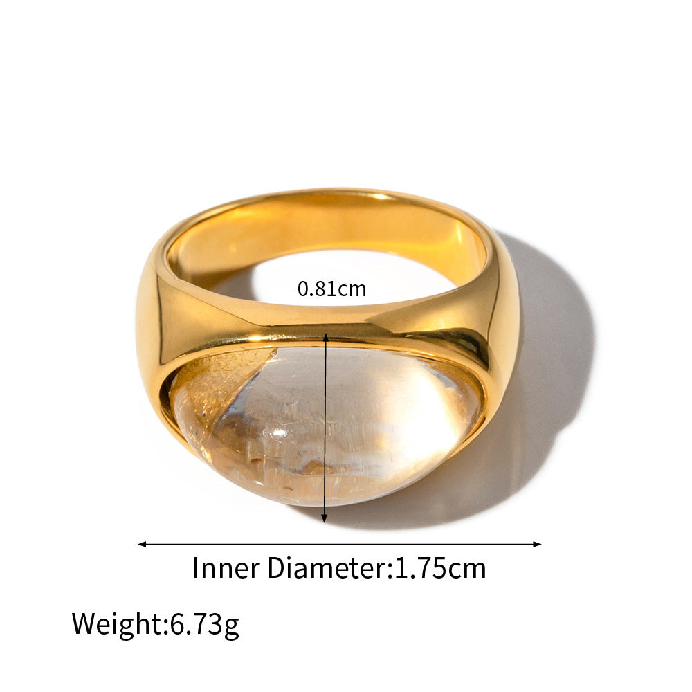 18K gold gemstone ring –  gold finish, titanium steel with PVD gold plating, MINIMAL