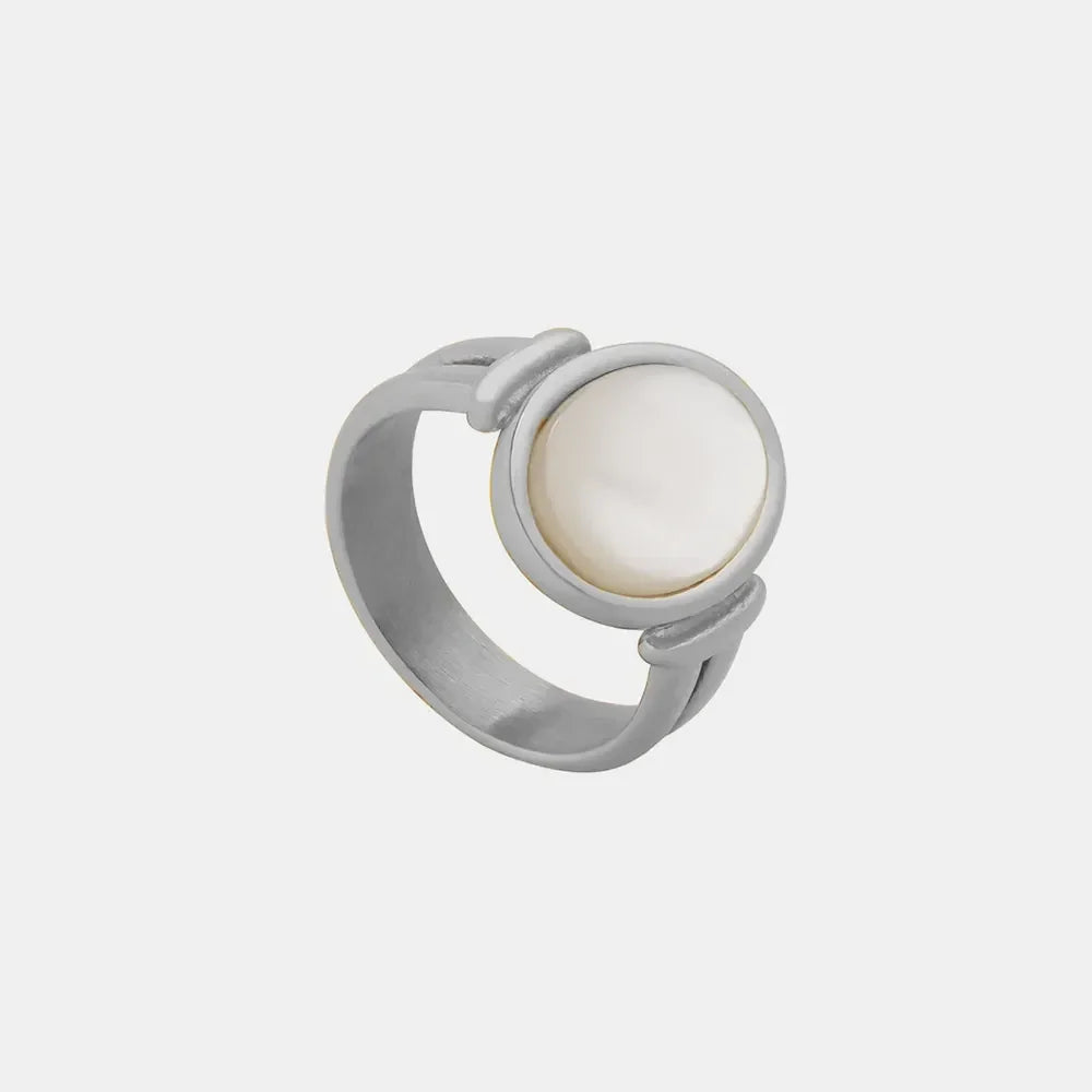 Titanium Steel White Sea Shell Ring - Premium Minimalist Jewelry - MINIMAL