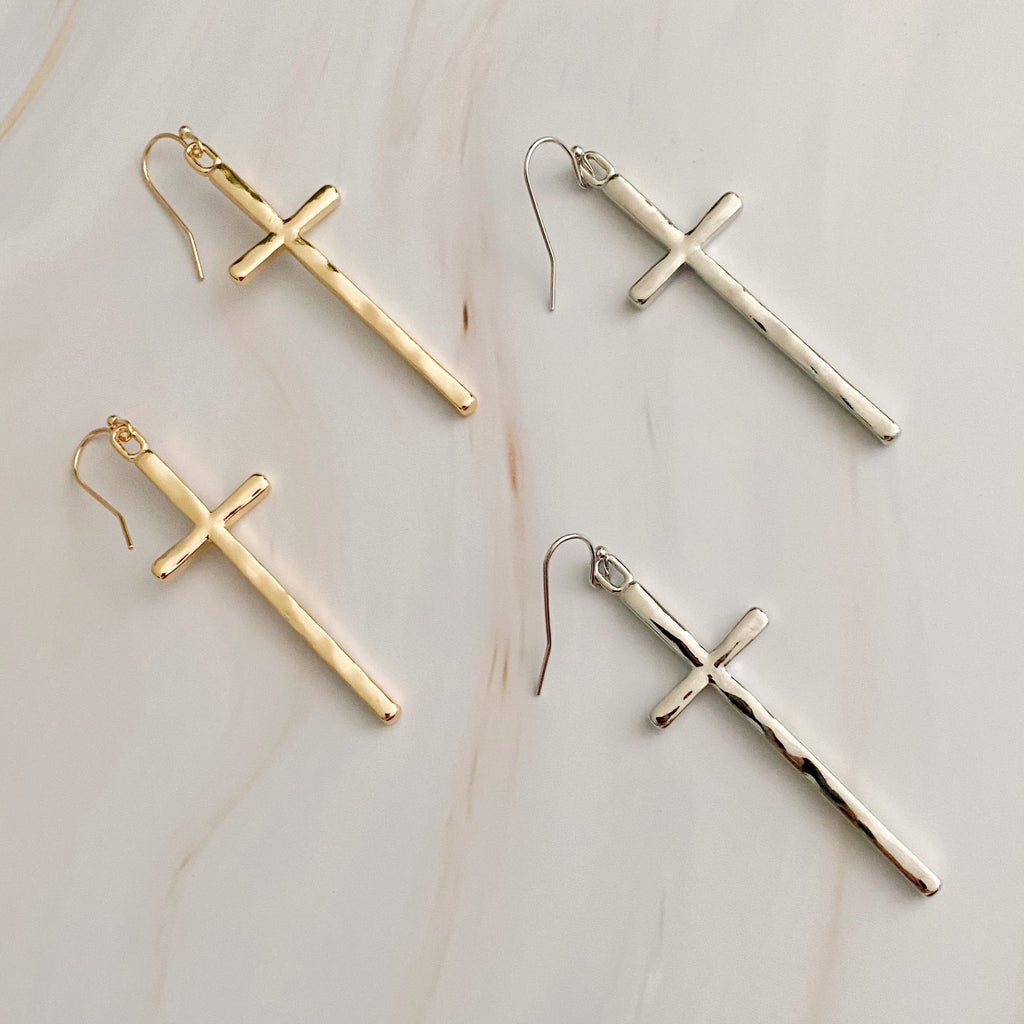 Slim and Stylish Cross Earrings
