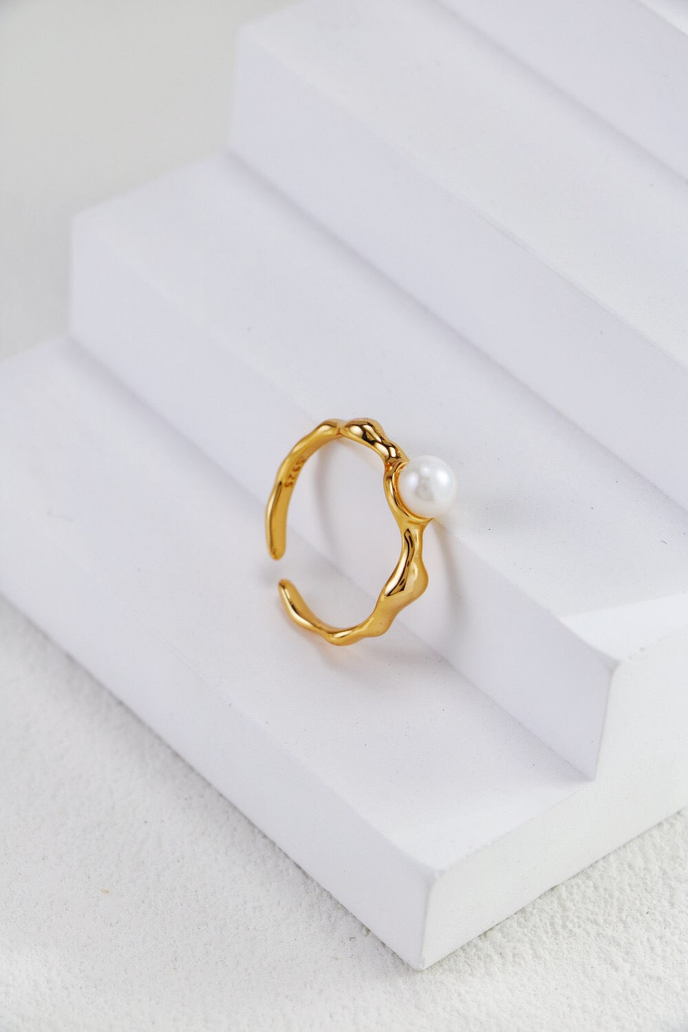 Minimalist Pearl Open Ring