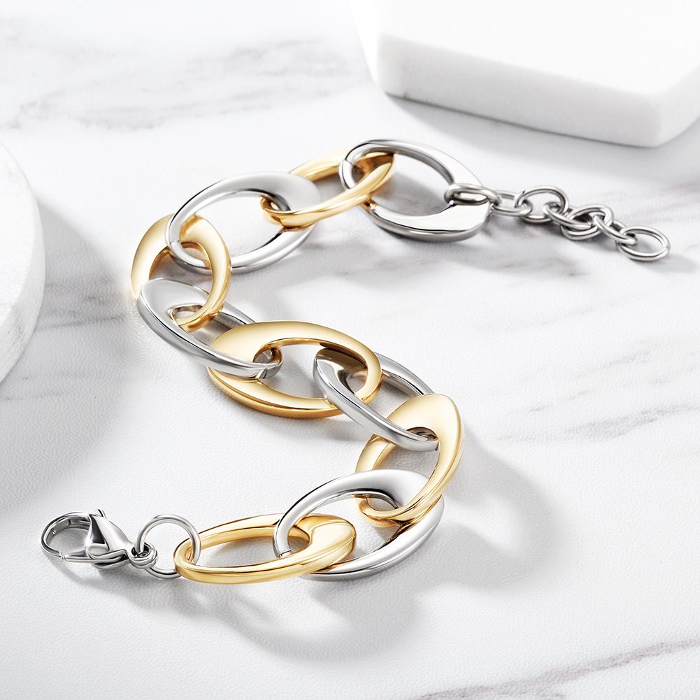 TWO TONE OVAL LINK BRACELET