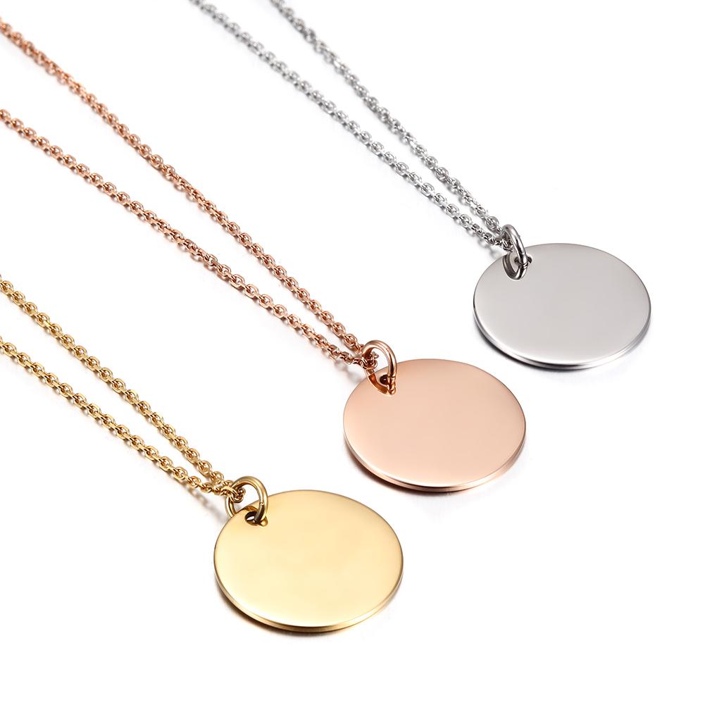Polished Disc Pendant Necklace ( Engravable )