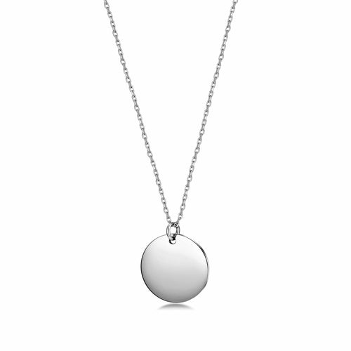Polished Disc Pendant Necklace ( Engravable )