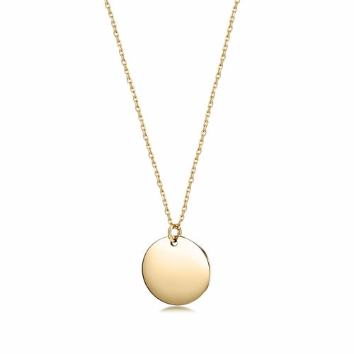 Polished Disc Pendant Necklace ( Engravable )
