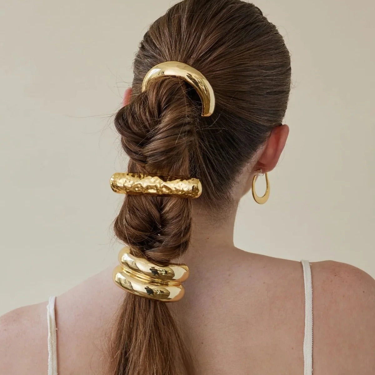 18K gold double-layer all-match hair clip – Gold finish, titanium steel with PVD gold plating, MINIMAL
