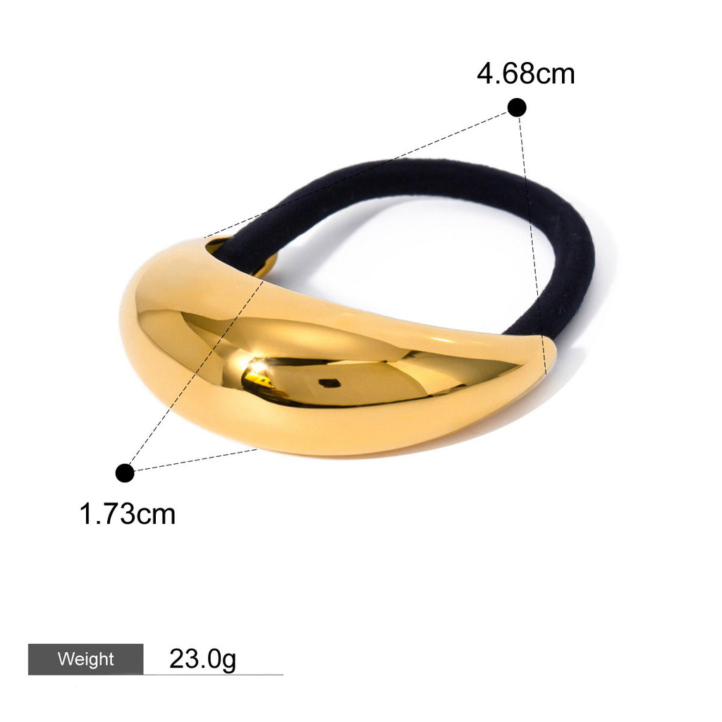 18K gold crescent hair clip – Gold finish, geometric crescent silhouette, titanium steel with PVD gold plating, MINIMAL