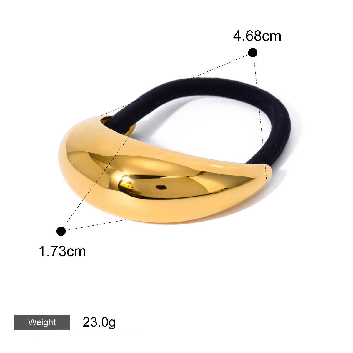 18K gold crescent hair clip – Gold finish, geometric crescent silhouette, titanium steel with PVD gold plating, MINIMAL