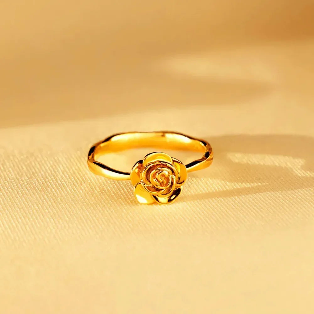 Rose Shape 18K Gold-Plated Ring - Premium Minimalist Jewelry - MINIMAL