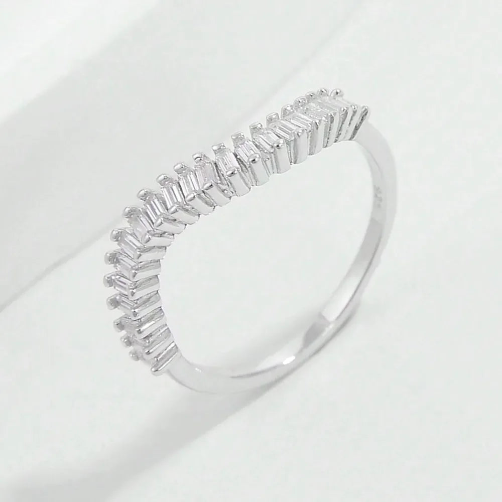 925 Sterling Silver Inlaid Zircon Ring - Premium Minimalist Jewelry - MINIMAL