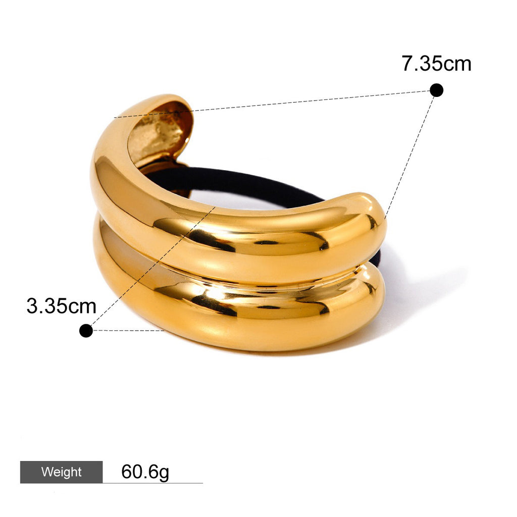 18K gold double-layer all-match hair clip – Gold finish, titanium steel with PVD gold plating, MINIMAL
