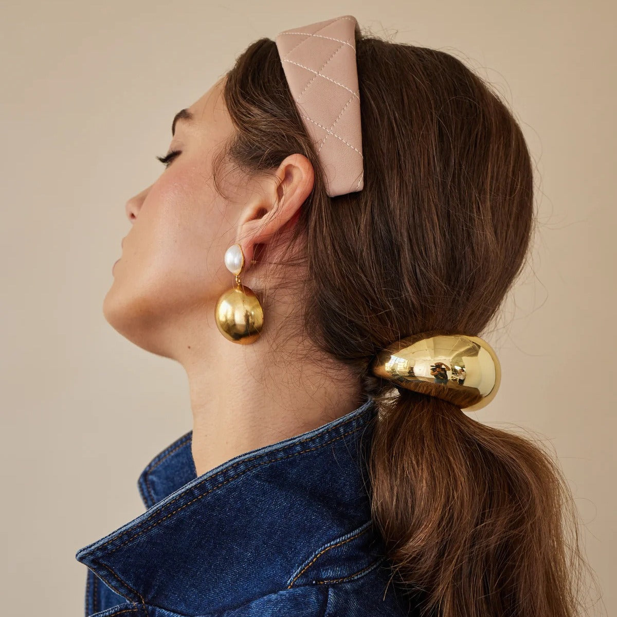 18K gold geometric hair clip – Gold style, titanium steel with PVD gold plating, MINIMAL