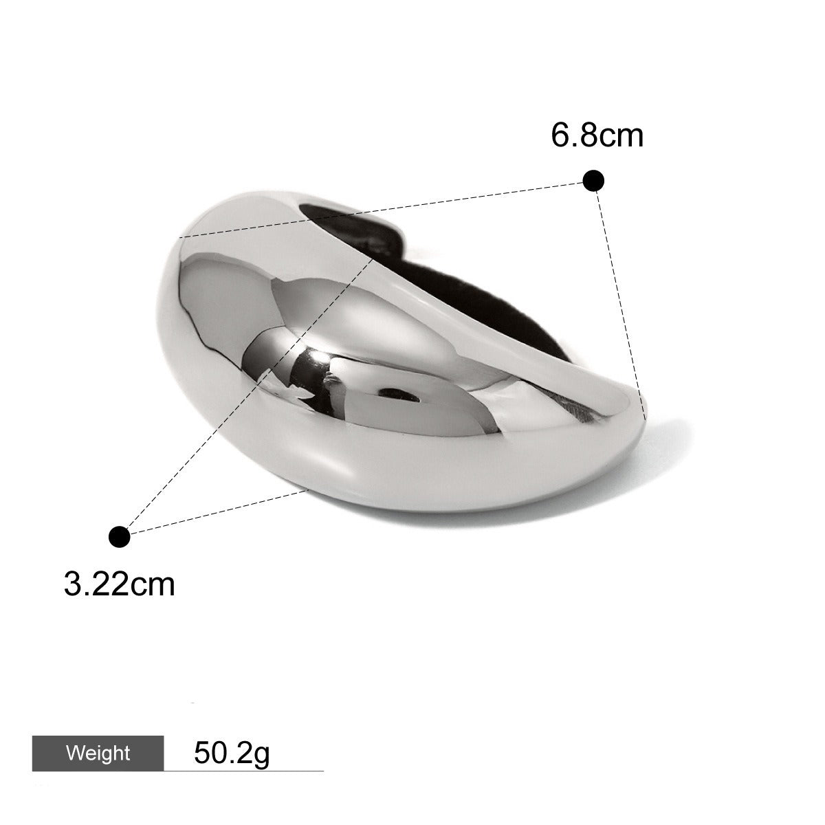 18K gold geometric hair clip – Silver style, titanium steel with silver-tone plating, MINIMAL
