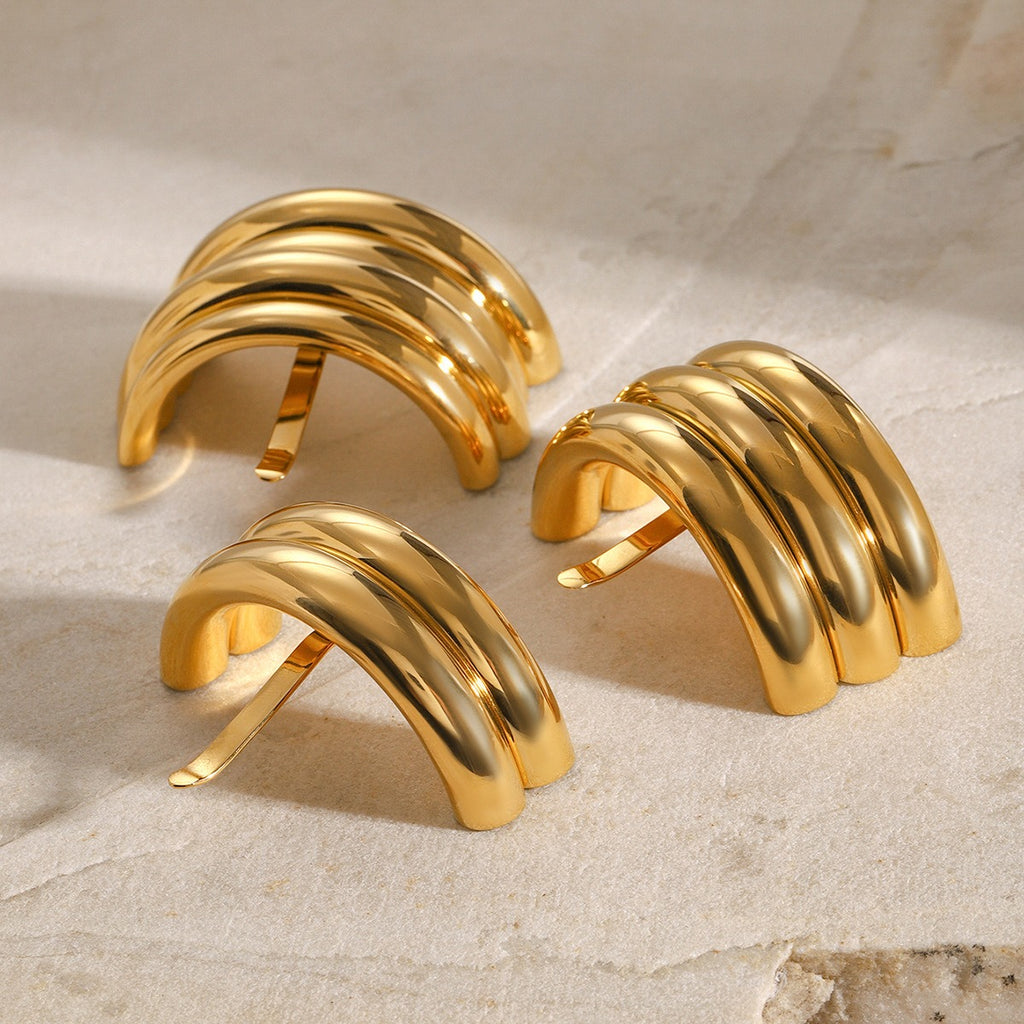 8K gold multi-layer U-shaped hair clip, titanium steel with PVD gold plating, MINIMAL
