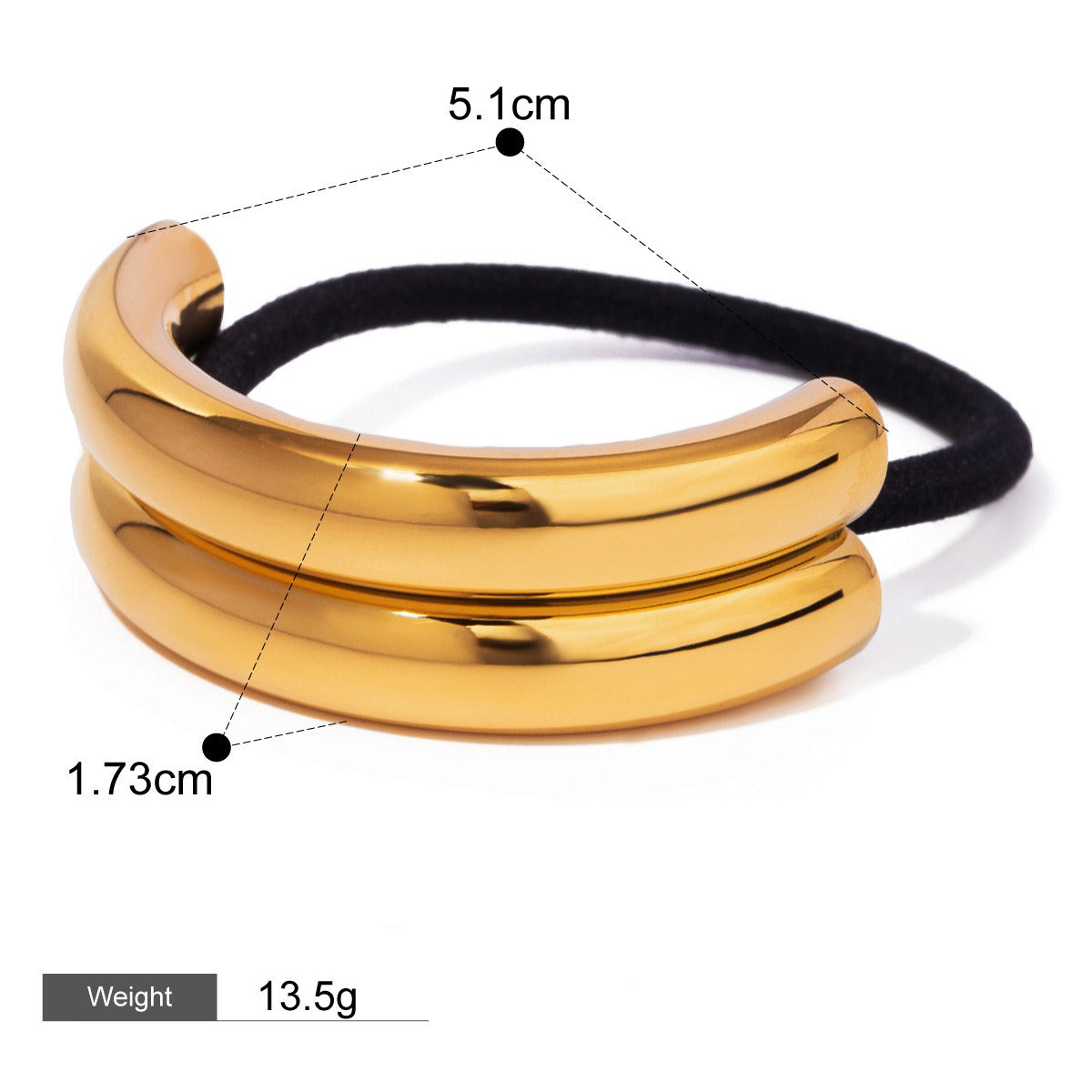 18K gold multi-layer C-shaped hair clip – Style A 2-layer, titanium steel with PVD gold plating, MINIMAL
