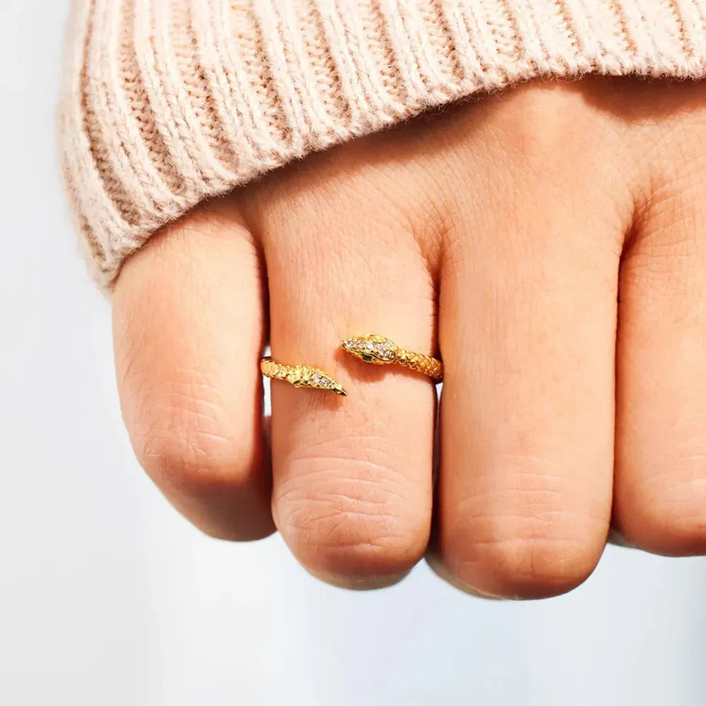 Snake Shape 18K Gold-Plated Bypass Ring - Premium Minimalist Jewelry - MINIMAL