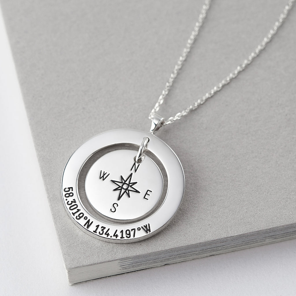 Coordinates Necklace • Long Distance Gift • Latitude Longitude jewelry.