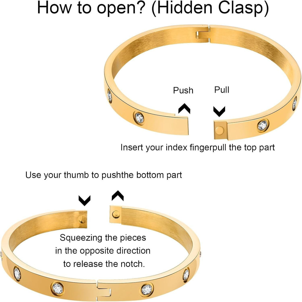 Gold Bracelets For Women 14K Gold Plated Friendship Love Bangle.