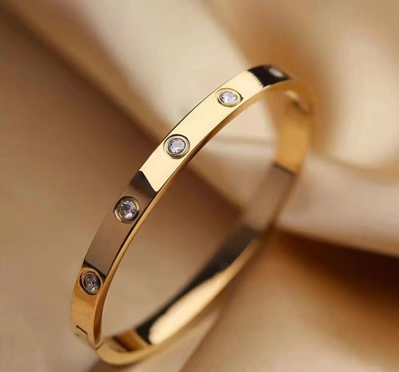 Gold Bracelets For Women 14K Gold Plated Friendship Love Bangle.