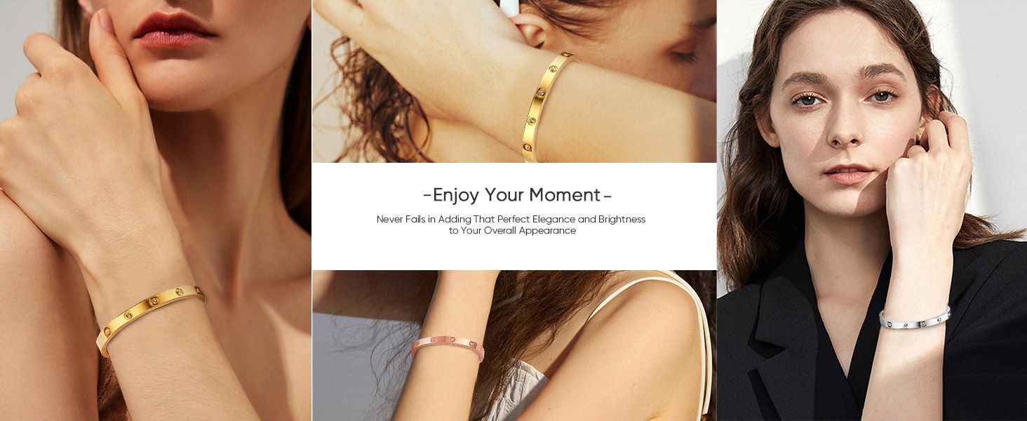 Gold Bracelets For Women 14K Gold Plated Friendship Love Bangle.