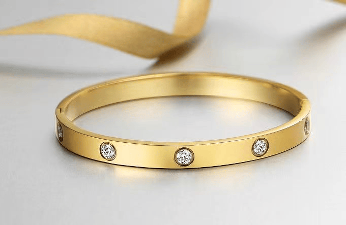 Gold Bracelets For Women 14K Gold Plated Friendship Love Bangle.