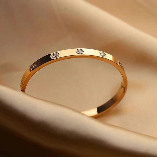 Gold Bracelets For Women 14K Gold Plated Friendship Love Bangle.