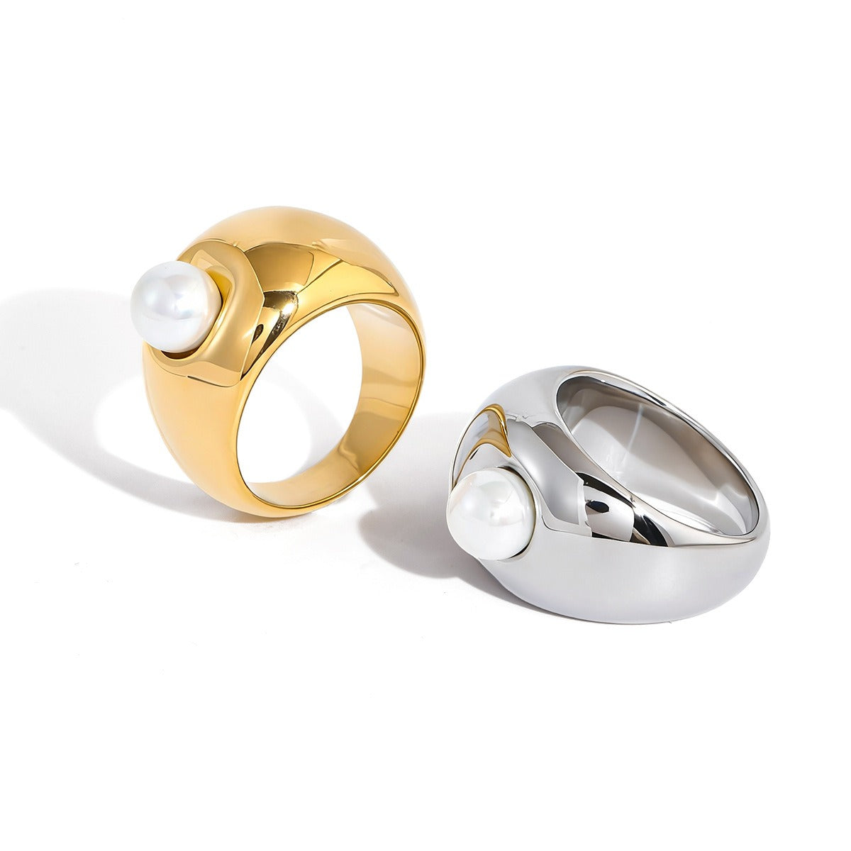 18K gold lightweight titanium steel ring – gold and silver finish, minimalist band, PVD gold plating, MINIMAL