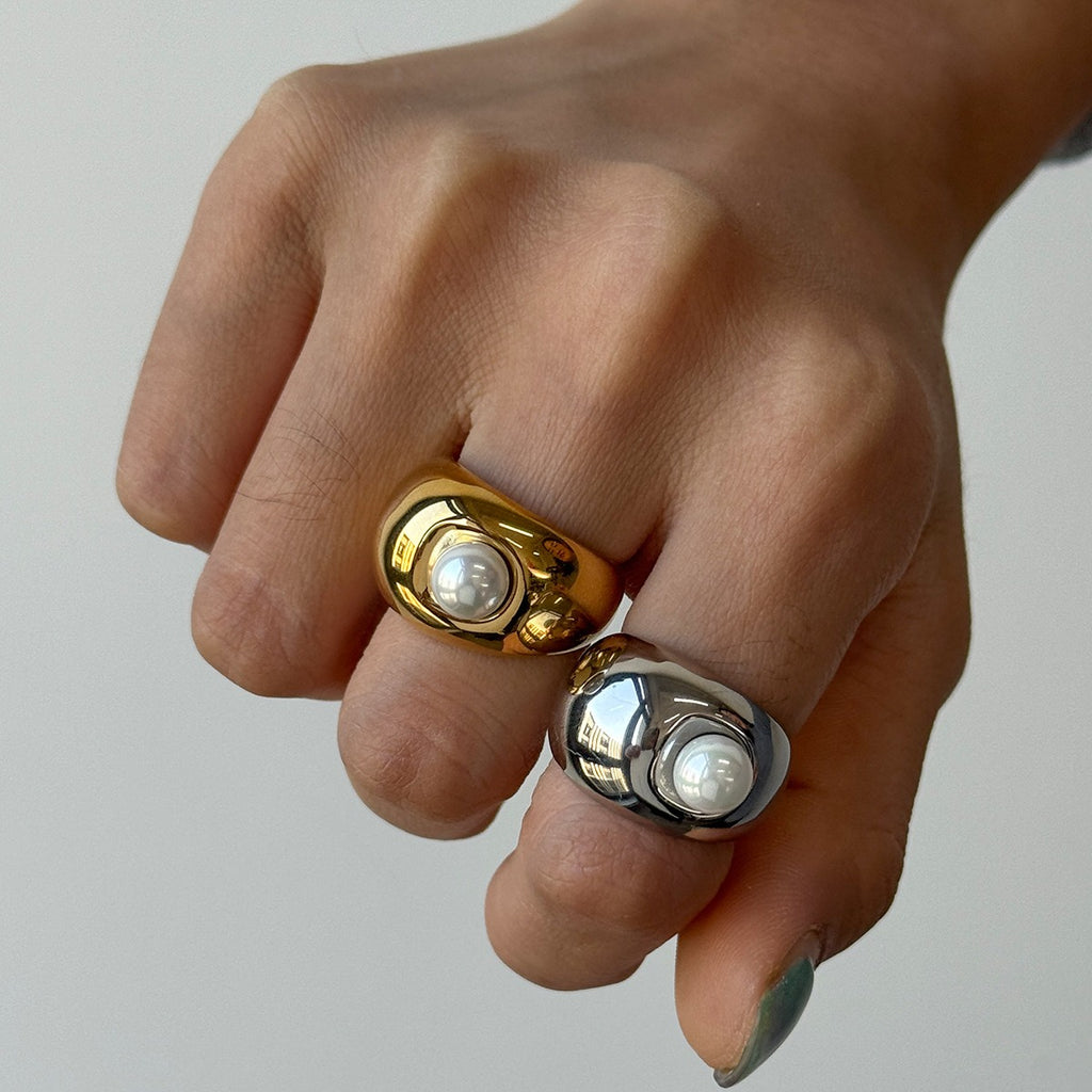 18K gold lightweight titanium steel ring – gold and silver finish, minimalist band, PVD gold plating, MINIMAL